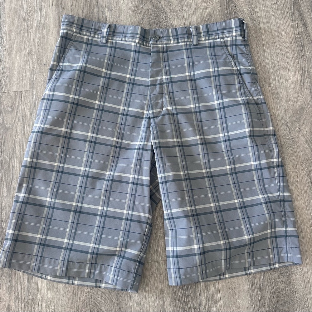 Nike Golf Gray Blue Plaid Shorts